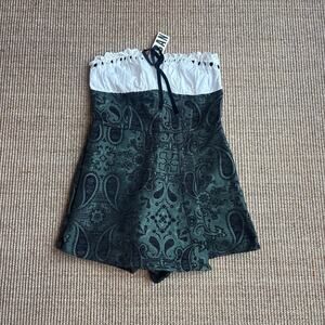 🌿 Urban Outfitters Paisley Brocade Strapless Skort Romper | Size S | NWT
